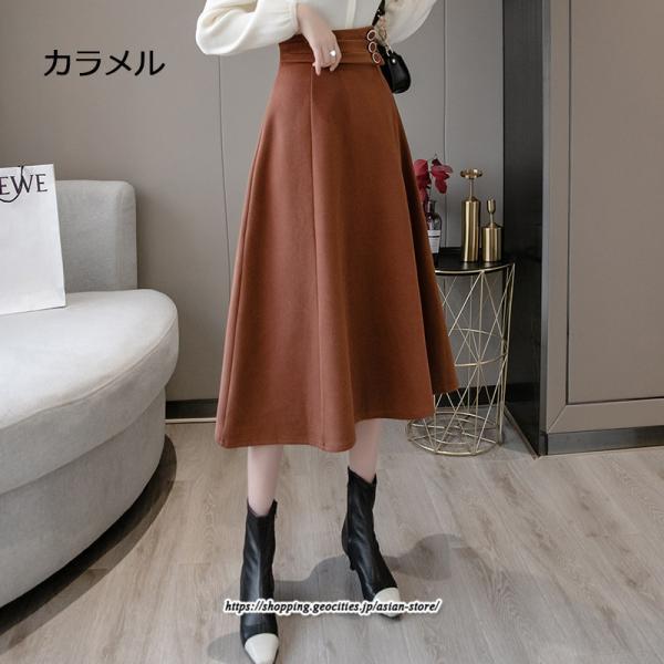 スカート | レディース ロングフレアAラインボトムス ラシャ 秋冬 暖か カジュアル お洒落 大人 可愛い 50代 30代 20代 着痩せ 40代
