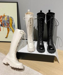 ニーハイブーツ | ロングブーツ レディース レースアップ靴