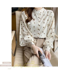 シャツ・ブラウス | シャス ブラウス 春夏 秋 シフォン レディース 長袖 フォーマル オフィス 入学式 入園式 ドット柄 外出 お出かけ ビジネス 20代30代40代50代 通勤 OL