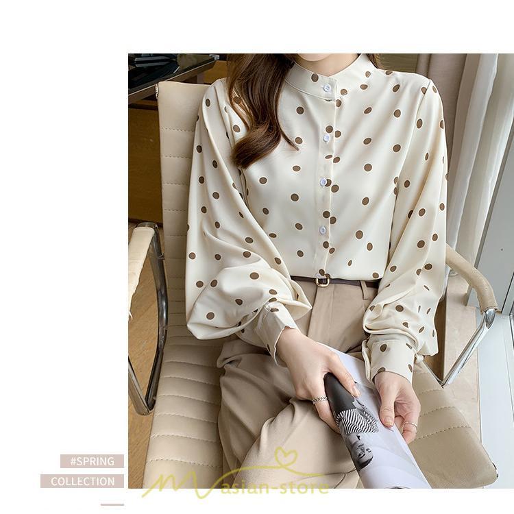シャツ・ブラウス | シャス ブラウス 春夏 秋 シフォン レディース 長袖 フォーマル オフィス 入学式 入園式 ドット柄 外出 お出かけ ビジネス 20代30代40代50代 通勤 OL