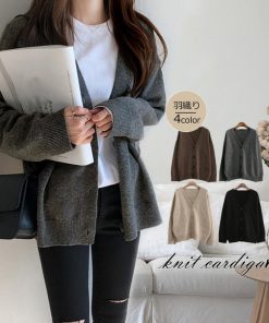 カーディガン | ニットレディース ショートニット 羽織り 秋冬 アウター Vネック 新作