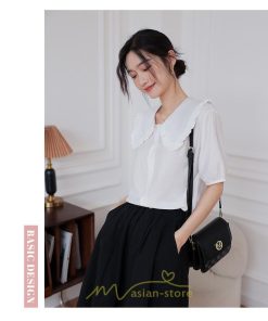 シャツ・ブラウス | ブラウス シフォン トップス レディース 白 紫 夏ブラウス シフォンブラウス 半袖 オフィス 春夏 クルーネック お出かけ 着痩せ 華奢見え フリル