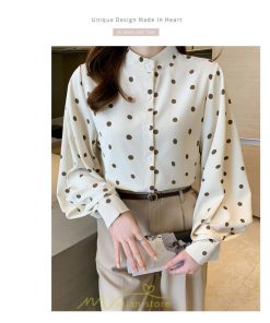 シャツ・ブラウス | シャス ブラウス 春夏 秋 シフォン レディース 長袖 フォーマル オフィス 入学式 入園式 ドット柄 外出 お出かけ ビジネス 20代30代40代50代 通勤 OL