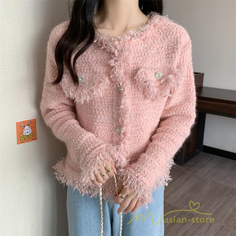 カーディガン | 2022秋冬ニットショート丈 アウター レディース ニットニット セーター 長袖 羽織り フロントボタン トップス 通学通勤 20代40代