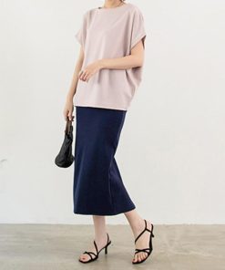 ロングスカート | バックスリット ニットスカート 無地