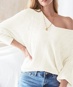 透かし編みトップス | ニットトップス レディース 体型カバー秋