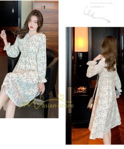 ミディアム | ワンピース レディース 長袖 膝丈ワンピー 春秋 きれいめワンピース オフィス ハイウエスト 春夏新作 通勤通学 カジュアル お出かけ 20代30代40代 エレガント