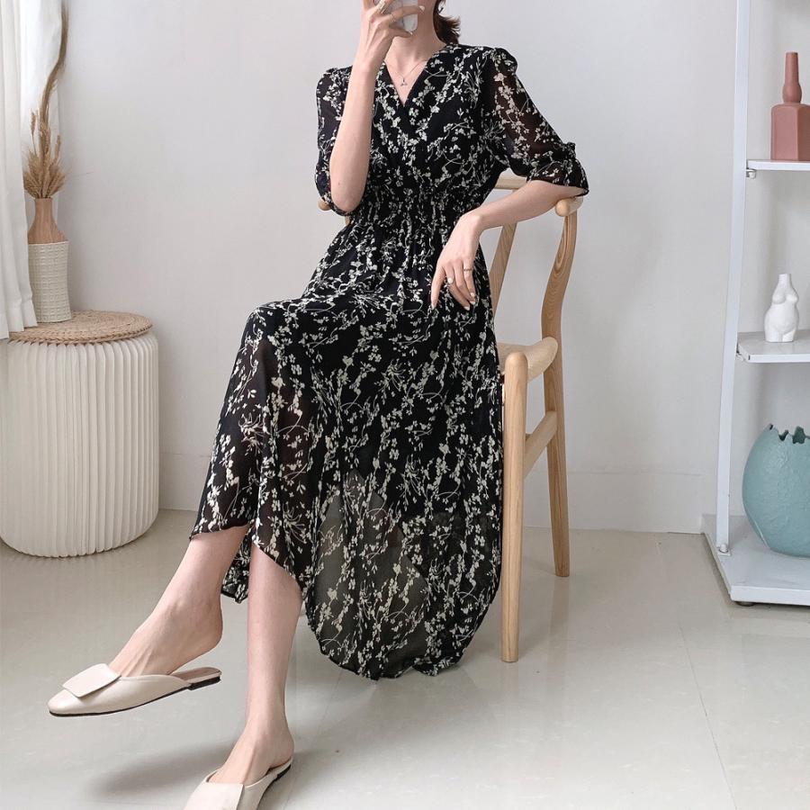 ワンピース | 花柄 フレアワンピース春夏カシュクール風