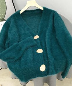 ニット・セーター | 韓国風 ニットトップス セーター 長袖 シャギーニットカーディガン レディース ふわふわ 秋冬 モヘアニット 羽織り 無地