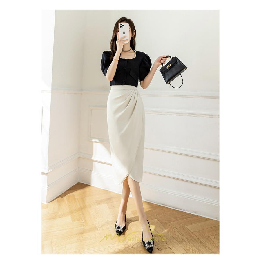 スカート | スリット入り 膝下 ひざ下 レディース ボトムス オフィス カジュアル 美脚 セクシー スリット 黒 ベージュ 脚長 ピンク ハイウエスト 通勤 春夏秋冬 OL