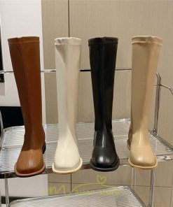 ロングブーツ | レディース ロング丈 太ヒール スクエアトゥ トレンド PU 黒 シンプル コスプレ 美脚 おしゃれ 歩きやすい 履きやすい 滑にくい かわいい