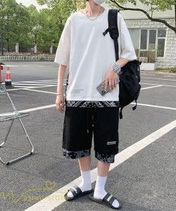 Tシャツ | Tシャツ メンズ 半袖 重ね着風 カジュアル半袖tシャツ 夏新作 メンズスタイル カットソー 上品 切り替え 2XL 大きいサイズ クルーネック 黒 白