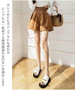 ショートパンツ | パンツ ハイウエスト 無地 美脚 カジュアル シンプル レディース 春 夏 新作 2022 ボトムス 韓国風 ゆったり ズボン 日常 短パン お出かけ
