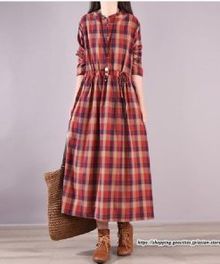 マキシ | チェックワンピース 秋ワンピース ロングワンピース 長袖ワンピース レディース ワンピース 秋物 ロング丈 ゆったり チェック柄 長袖 リボン付き 大人 30代
