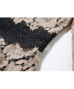 レースワンピース | ミモレフレアパーティードレス 結婚式二次会上品発表会入園式 袖あり七分袖 総レース 裏地あり エレガント シルエット フォーマル