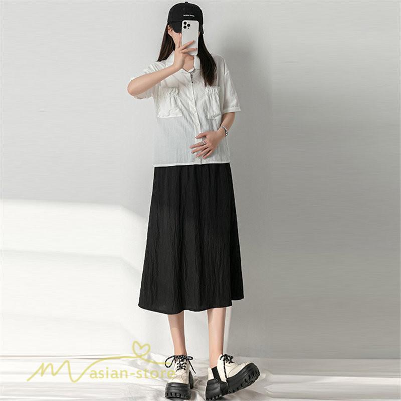 スカート | 妊婦マタニティウェア レディース 春 夏 秋 ゆったり Aライン カジュアル ママ 産前 送料無料 マタニティウエスト調整 裏地付き