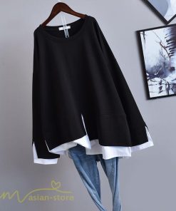 パーカー | 重ね着風トレーナー レディース 長袖 トップス カジュアル スウェット 無地 ゆったり トレーナー きれいめ 可愛い フリーサイズ トップス カットソー