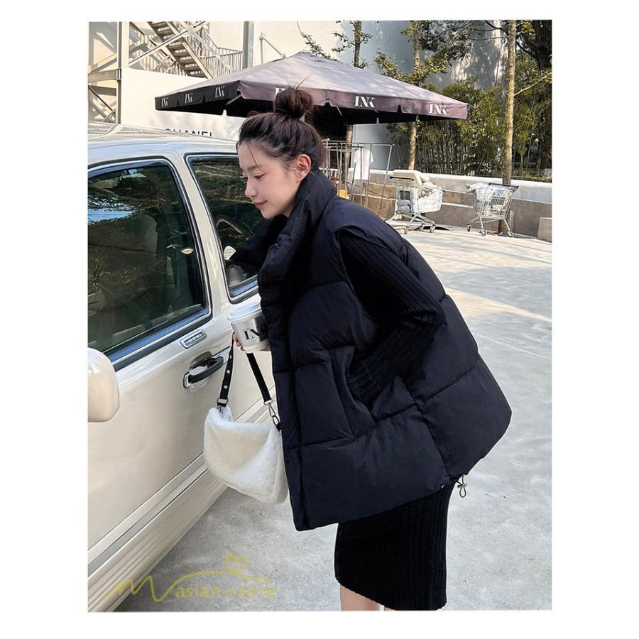 ベスト | ダウンレディース 無地 スタンドネック 中綿きれいめ シンプル 大きいサイズ ノースリーブ 韓国風 20代 50代 秋冬コーデ 40代 30代 大きいサイズ