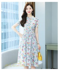 ミディアム | ワンピース レディース 花柄 サマーワンピース 半袖 シャツワンピース 夏 30代 40代 きれいめ プリント おしゃれ 膝丈 ミディアムワンピース 大きいサイズ