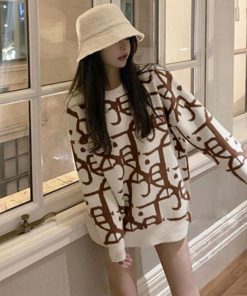 ニット・セーター | ジャガード柄ニットトップス 長袖韓国秋冬