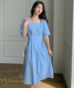 ミディアム | ワンピース レディース 春 夏 半袖 サマーワンピース 着痩せ 無地 カジュアル 大きいサイズ 上品 Aラインワンピース 大人 韓国風 通学 シフォン お出かけ 通勤