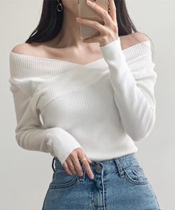 ニット・セーター | ニットトップス Vネック 肌見せ 韓国風