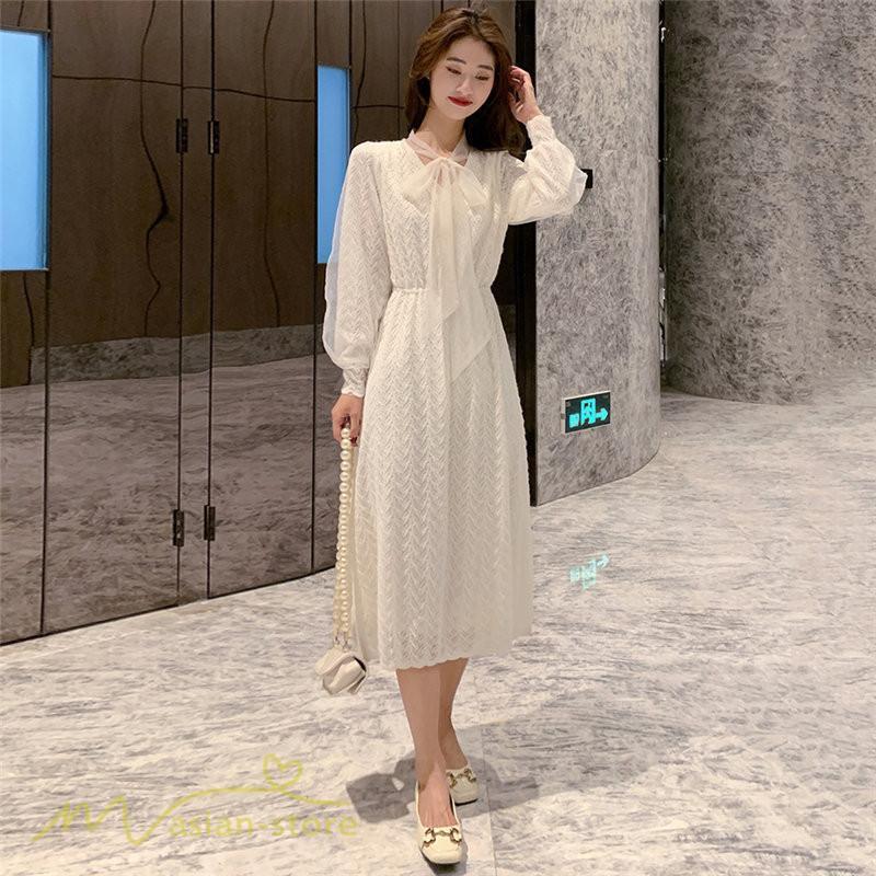 ミディアム | ワンピース レディース Aラインワンピース 着痩せ 上品 長袖ワンピース 春 秋 新作 スプリングワンピース 韓国風 20代 40代 お出かけ ゆったり 通学 30代 通勤