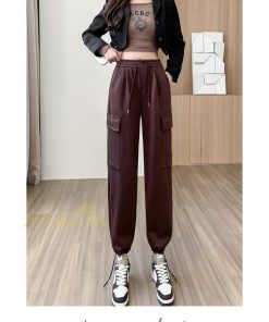 チノ・テーパード・ジョガー・スキニーパン | テーパードパンツ パンツ レディース 着痩せ ワイドパンツ 裾ひも付き ハイウエスト ウエストゴム カジュアル 秋冬 ロングパンツ 新作 無地 きれいめ コーデ