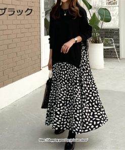 マキシ | ワンピース レディース 40代 大きいサイズ 春秋 きれいめ ロングワンピース長袖 着痩せ 大人 2色 Aライン おしゃれ 春新作 30代 花柄ワンピース 50代 通勤 OL