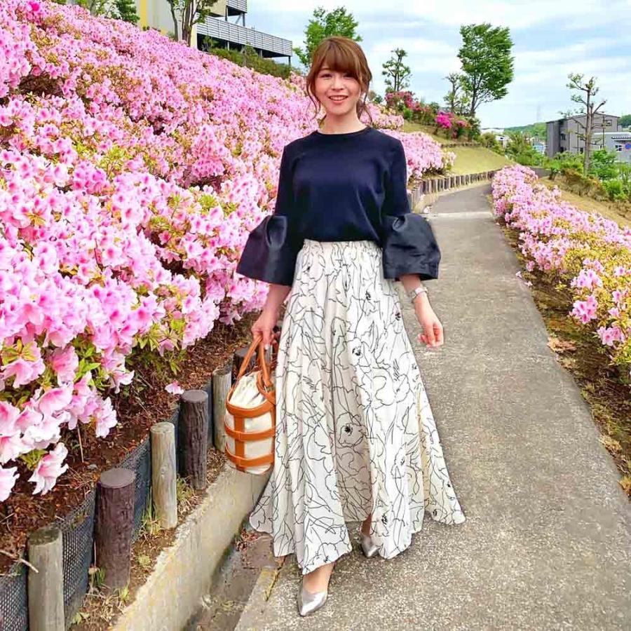 マキシスカート | 柄 ロングスカート 春 ウエストゴム スカート ミモレ丈スカート