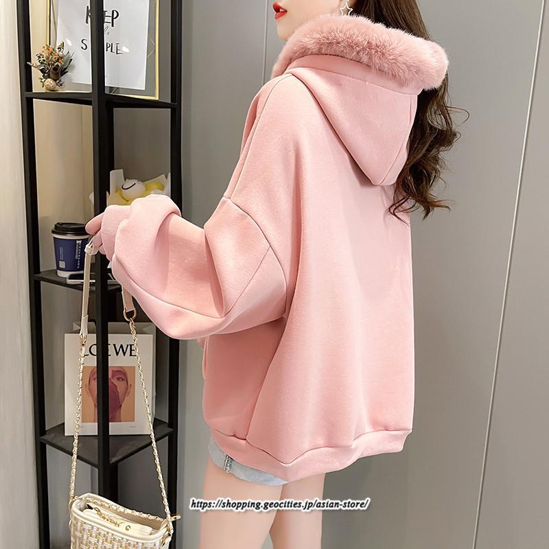 パーカー | レディース 裏ボア 裏起毛 防寒 フード付き スウェット トップス 秋 冬 あったか ゆったり 韓国風 カジュアル 体型カバー 暖かい 安い