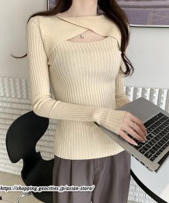 ニット・セーター | カットソー ニット レディース リブニット 長袖 秋冬 春 トップス スリム ストレッチ インナー 無地 通学通勤 プルオーバー 長袖カットソー 長袖ニット 着痩せ