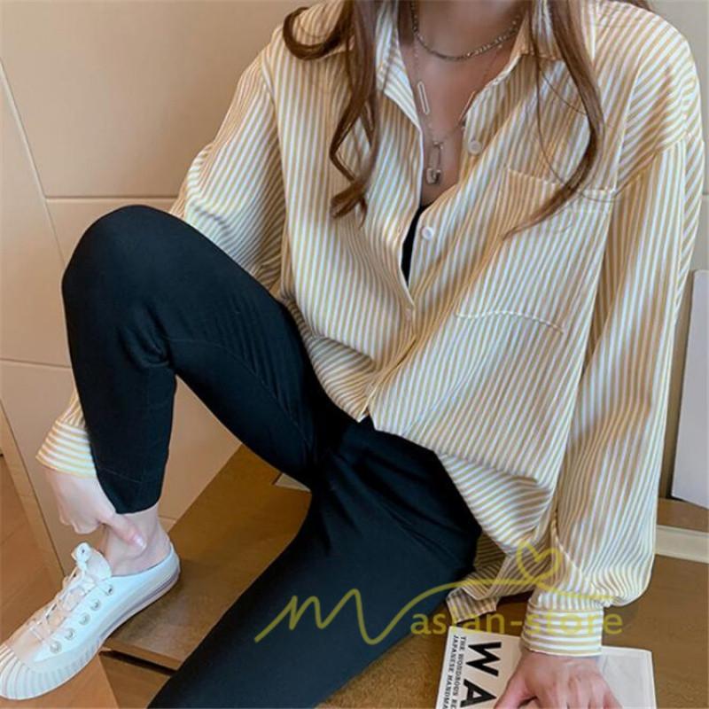 在庫ある | 短納期シャツレディースブラウス ビジネスカジュアルゆったりシャツトップス フォーマルシャツ オフィスブラウス ストライプ 薄手 通学通勤 春夏衣装 着痩せ