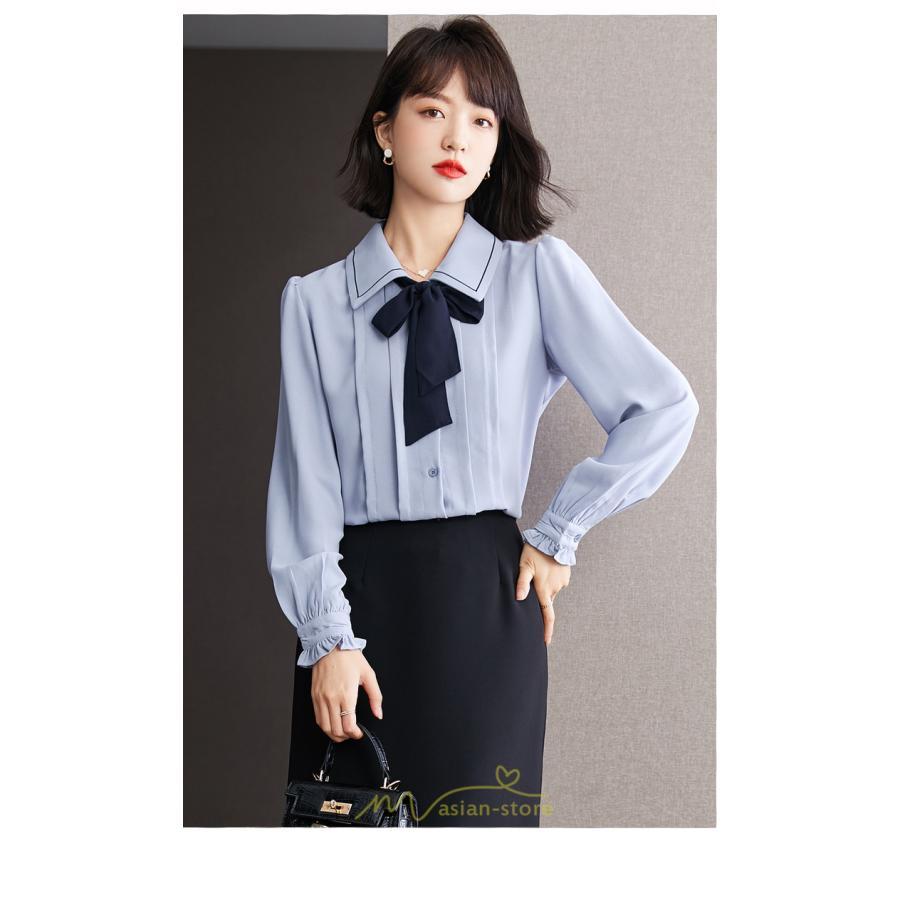 シャツ・ブラウス | シャツ ブラウス シフォンブラウス トップス 長袖 レディース きれいめ オフィス リボン 通勤 通学 オシャレ ナチュラル 可愛い 上品 2022 キレイめ 秋服