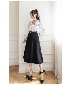 スカート | ロング フレアAライン ロングミモレ 2022新作 秋 冬 通勤 OL お仕事 ビジネス 女子会 お出かけ エレガント キレイめ 事務服