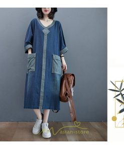 デニムワンピース | ワンピース 長袖 シャツワンピース デニムシャツ 無地 Aラインワンピ スリム 可愛い スリット ロングワンピ ワンピ ポケット 20代30代40代
