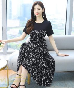 ミディアム | ワンピース Aライン レディース 着痩せ 上品 カジュアル 半袖 切り替え 小花柄 きれいめ 上品 大きいサイズ 30代 大きいサイズ 大人 20代 40代 お出かけ