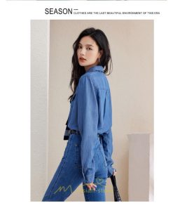 シャツ・ブラウス | デニムシャツ シャツ トップス レディース ブラウス 着痩せ デニム カジュアル エレガント 通勤 通学 オシャレ キレイめ 2022 上品 ナチュラル 秋服 可愛い