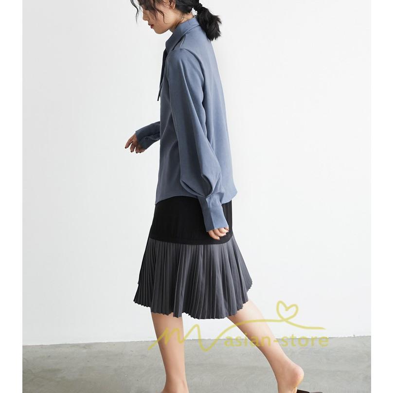 在庫ある | 短納期シフォンブラウスレディース パフスリーブシャツ ビジネスブラウストップス オフィスフォーマルシャツブラウス 薄手 春夏衣装 通学通勤 着痩せ OL 無地