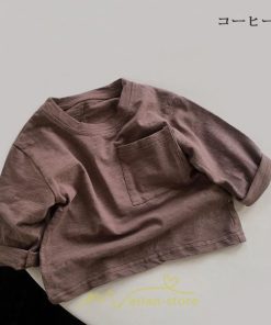 衣装 服 | 子供服 子ども服 こども服 キッズ 長袖tシャツ 女の子 男の子 長袖 トップス ロンT クルーネック コットン 高品質 保育園 胸ポケット シンプル 無地 可愛い
