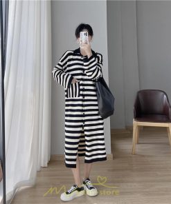 ニットワンピース | ワンピース 秋 秋服 レディース ニット ロングワンピース ロング 長袖 大きいサイズ ゆったり ボーダー柄 スリット お出かけ 部屋着 休日 韓国風 カジュアル