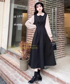 マキシ | ドッキングワンピース レイヤード風ワンピース ロングワンピース Aラインワンピース フェイク 切り替え 秋 レディース 30代40代50代 長袖ワンピ ワンピ