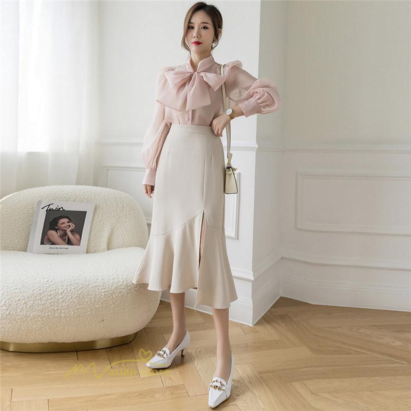 スカート | マーメイドボトムス レディース きれいめ 春 夏 無地 オフィス おしゃれ ミモレ丈 フォーマル 通勤 韓国風 ハイウエスト スリット エレガント 40代