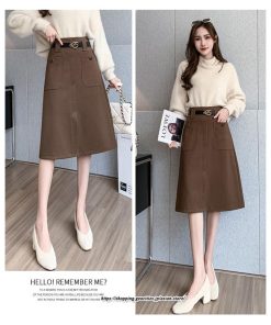 スカート | ミモレ丈 ひざ丈 レディース スリット リゾート 体型カバー 着痩せ Aライン 上品 2022新作 オシャレ キレイめ 韓国風 ポケット 秋冬