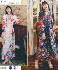 マキシ | マキシワンピース レディース ロング丈 大人 ワンピ 花柄 夏秋 Vネック カジュアル 着やせ きれいめ 撮影 人気 二次会 パーティー 通気 ゆったり 夏秋服