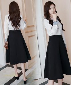 スカート | Aラインフレアビジネスフォーマル OL オフィス 黒ハイウエスト エレガント ヒップアップ シルエット 着痩せ