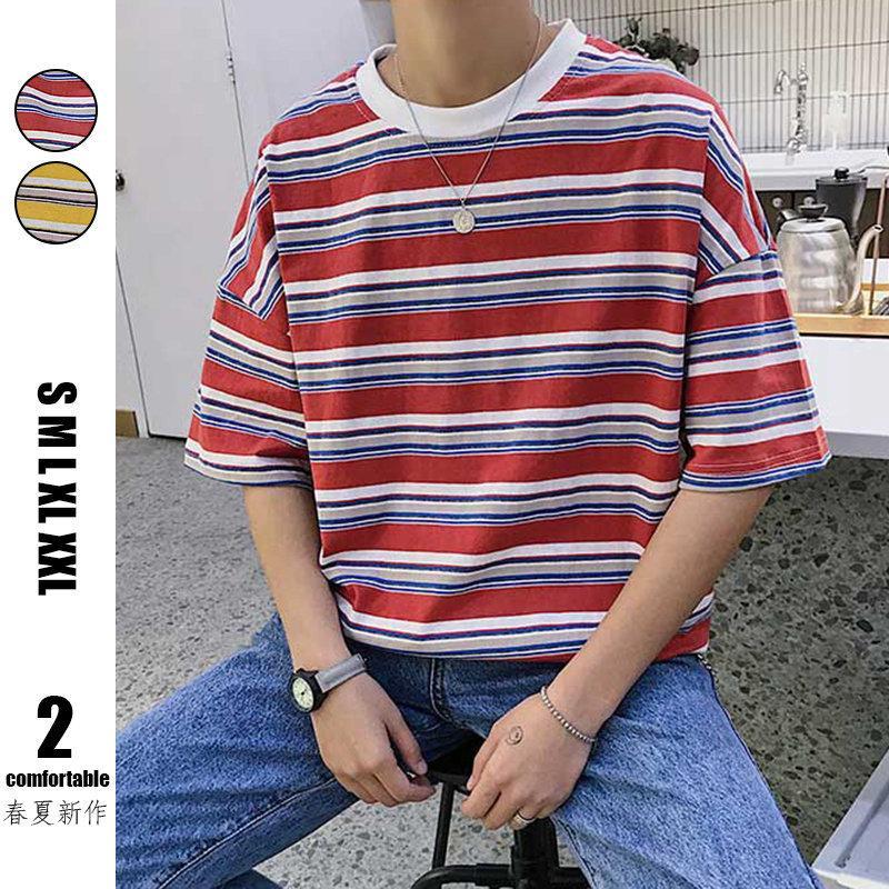 Tシャツ | Tシャツ メンズ 半袖 ボーダー カットソー カジュアル 大きいサイズ 夏新作 サマートップス プレゼント ギフト クルーネック ゆったり 上品