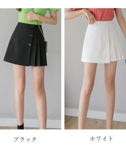 ひざ丈スカート | プリーツスカート インナーパンツ付き サイドプリーツスカート ファスナー付き レディース ミニスカート 春夏 ショート丈