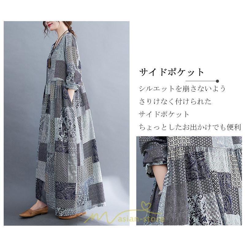 マキシ | 長袖ワンピース 秋物 レディース ロングワンピース チェック 夏 30代40代 大人 秋ワンピース 新作 ワンピース ゆったり 広い裾 Aラインワンピ 可愛い 旅行