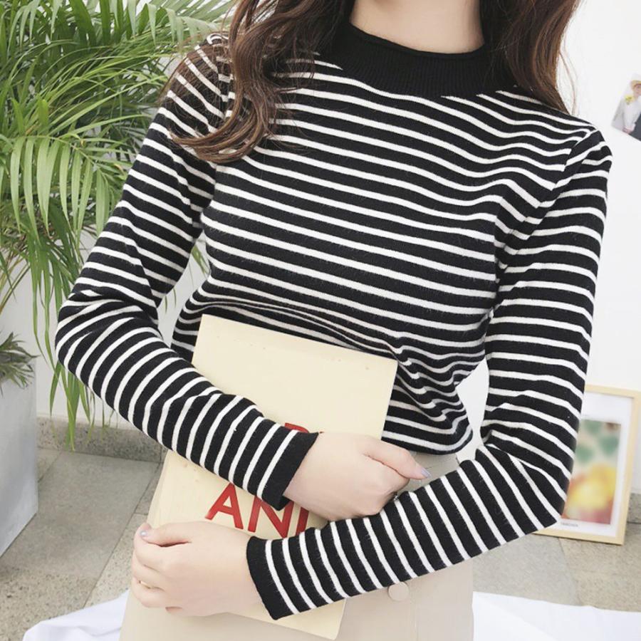 ニット・セーター | ボーダー柄 ニットセーター 長袖 6色